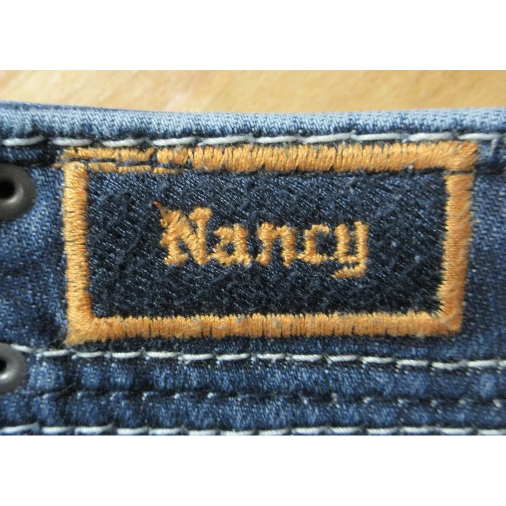 ROCK REVIVAL‎ Nancy Bootcut Jeans Womens 30 Blue Denim Fleur-de-lis Rhinestone